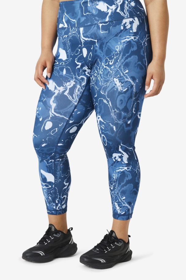 Forza Sleek 7/8 Leggings Navy Marble Fila UK