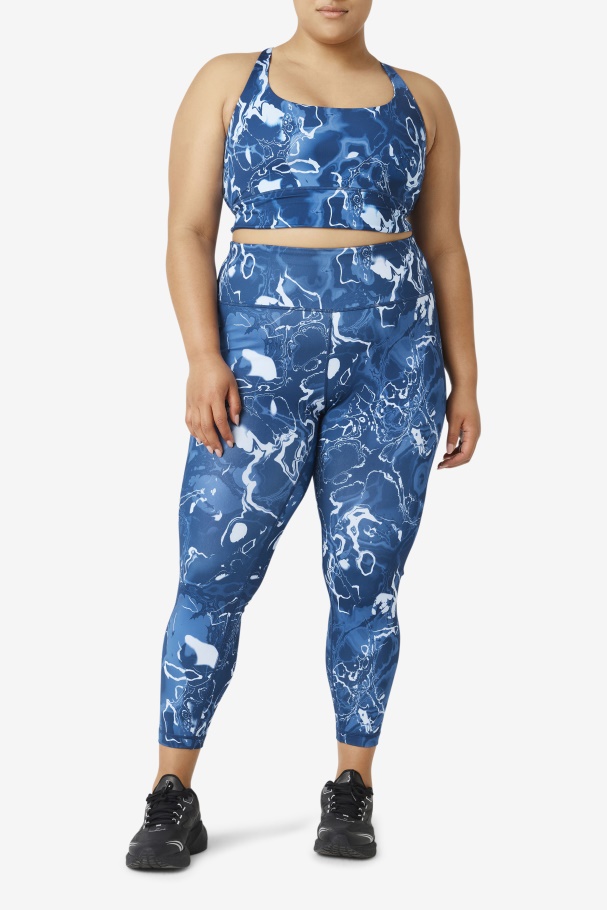 Forza Sleek 7/8 Leggings Navy Marble Fila UK