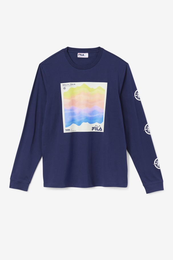 Fila UK Navy/Iced Aqua/Egret Kare Long Sleeve Tee