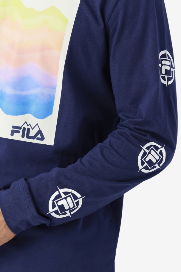 Fila UK Navy/Iced Aqua/Egret Kare Long Sleeve Tee