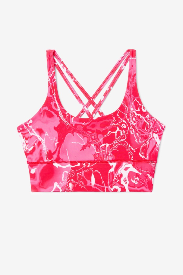Pink Marble Uplift Cross Back Bra Top Fila UK