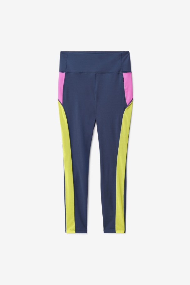 Navy/Azalea/Sulphur Forza Contrast 7/8 Leggings Fila UK