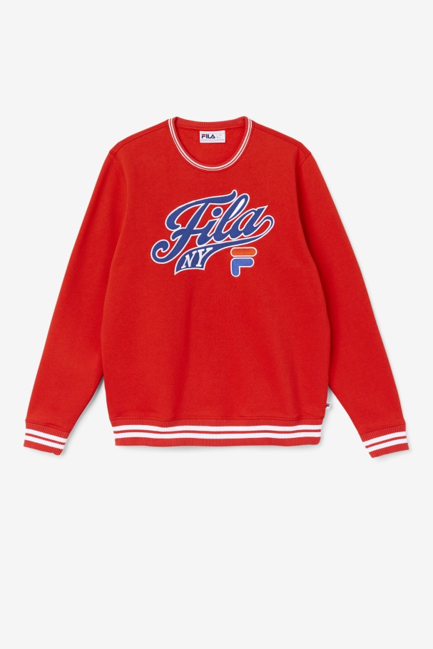 Fiery Red/Blue/White Taylor Crewneck Sweatshirt Fila UK