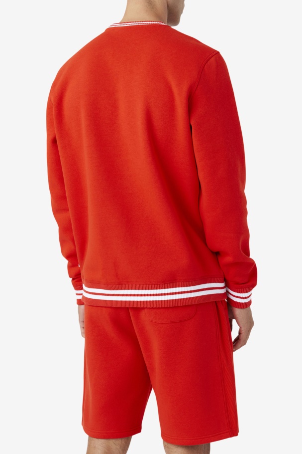 Fiery Red/Blue/White Taylor Crewneck Sweatshirt Fila UK