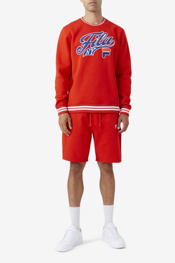 Fiery Red/Blue/White Taylor Crewneck Sweatshirt Fila UK