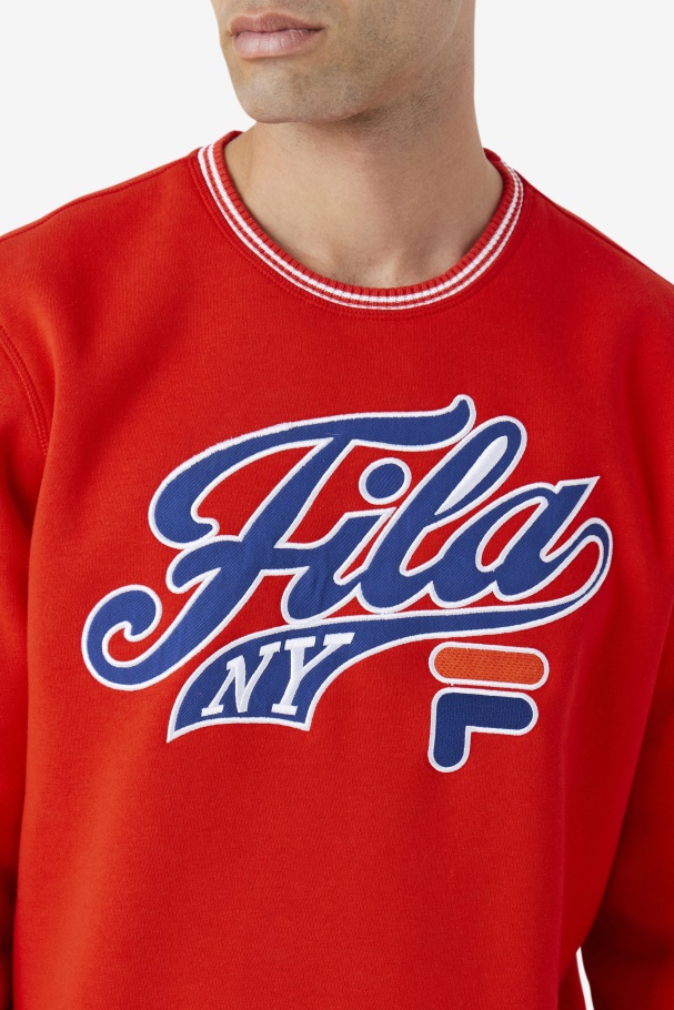 Fiery Red/Blue/White Taylor Crewneck Sweatshirt Fila UK