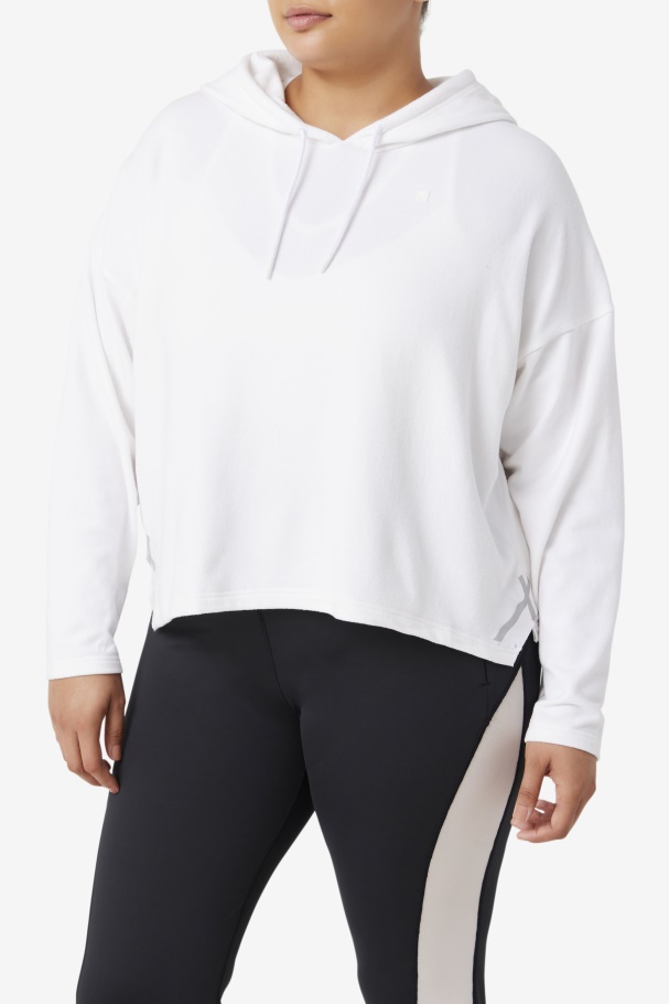 Fila UK Fi-Lux Cropped Hoodie White