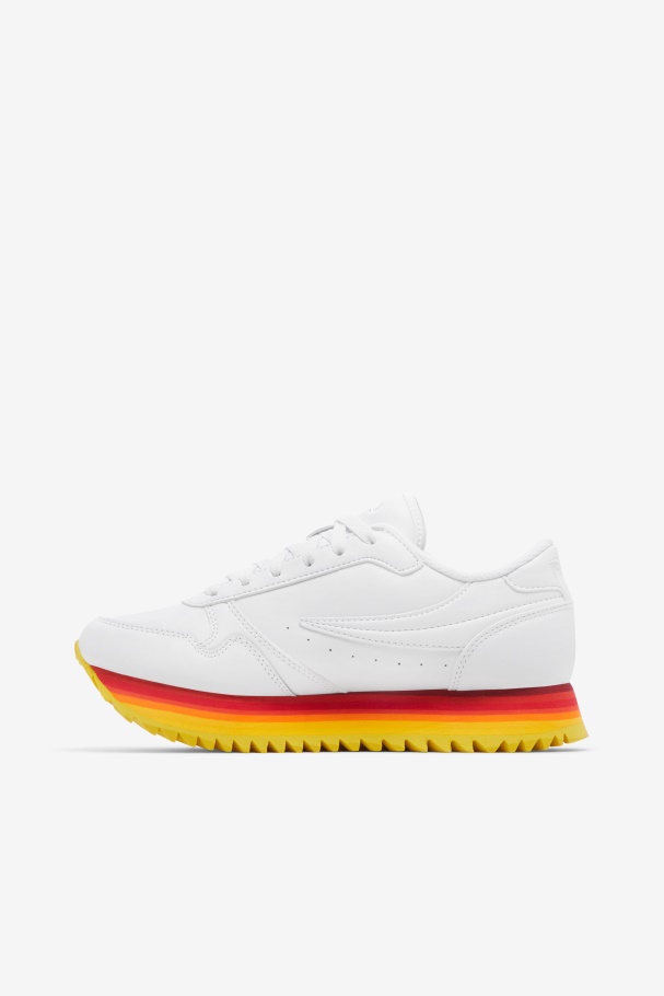 Women\'s Orbit Stripe White/Rhubarb/Lemon Fila UK