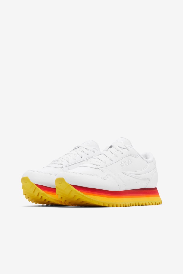 Women\'s Orbit Stripe White/Rhubarb/Lemon Fila UK