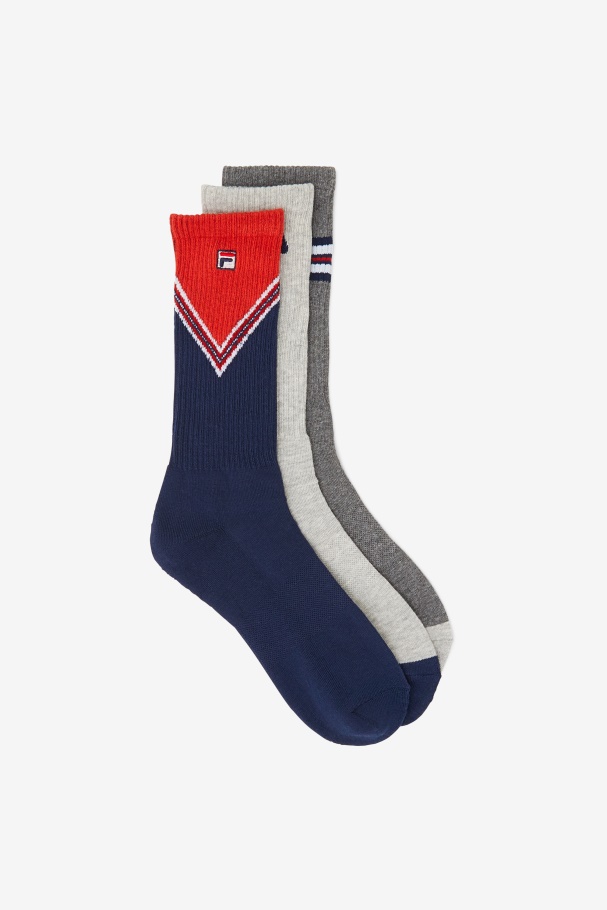 Fila UK Men's Chevron Crew Sock 3-Pack Navy
