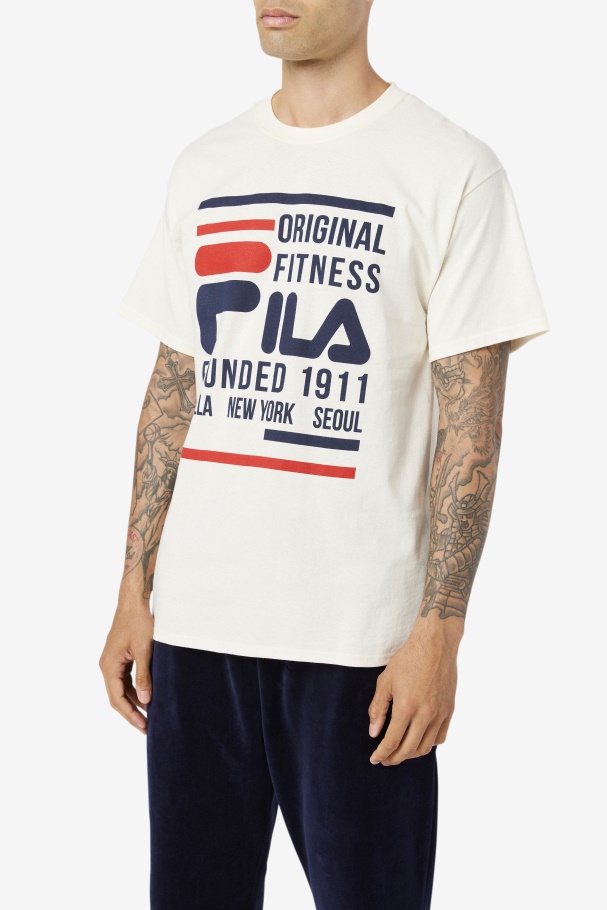 Fila UK Gardenia/Navy/Red Original Fitness Tee