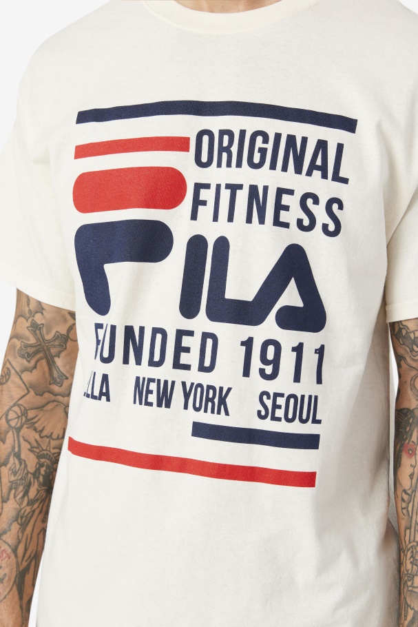 Fila UK Gardenia/Navy/Red Original Fitness Tee
