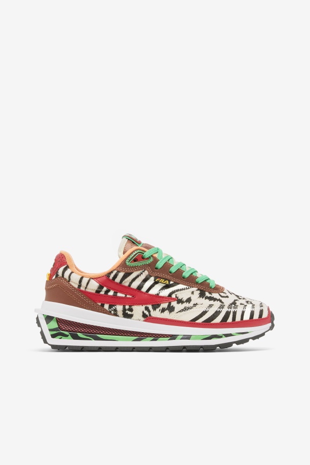 Sequoia/Red/Seedpearl Fila UK Women's Renno Zero Animal