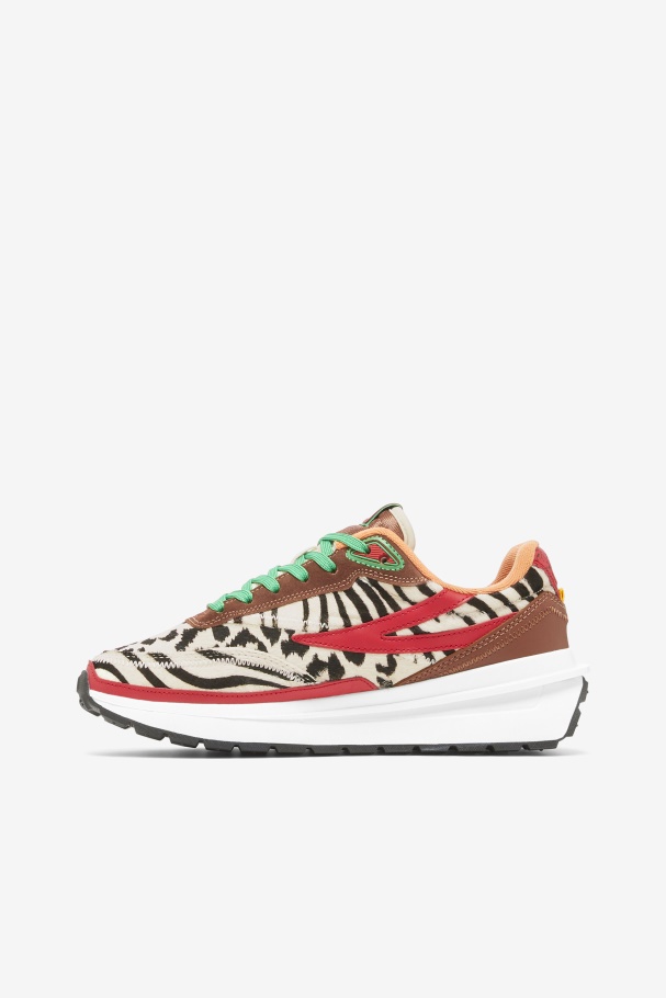 Sequoia/Red/Seedpearl Fila UK Women\'s Renno Zero Animal