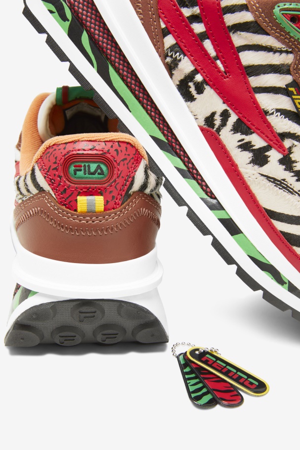 Sequoia/Red/Seedpearl Fila UK Women\'s Renno Zero Animal