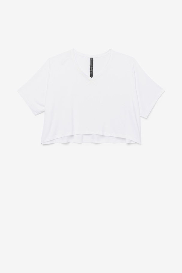 Fila UK White Fi-Lux Hi-Low Crop Top