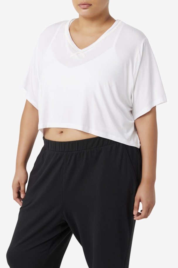 Fila UK White Fi-Lux Hi-Low Crop Top