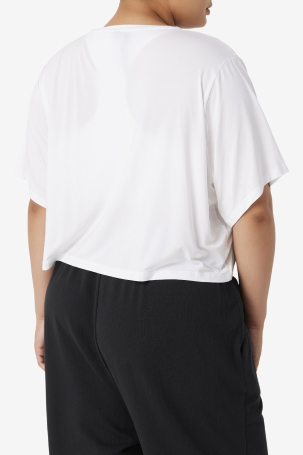 Fila UK White Fi-Lux Hi-Low Crop Top