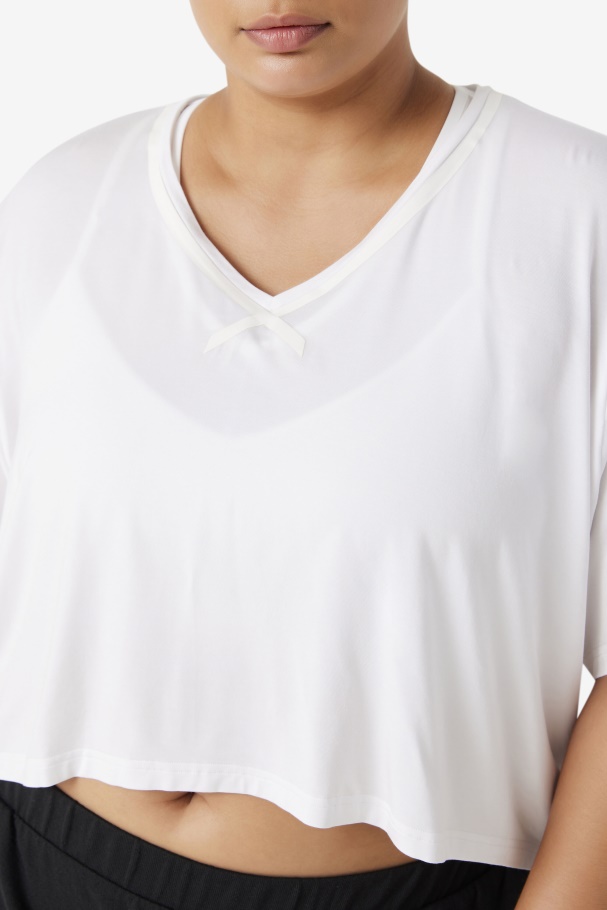 Fila UK White Fi-Lux Hi-Low Crop Top