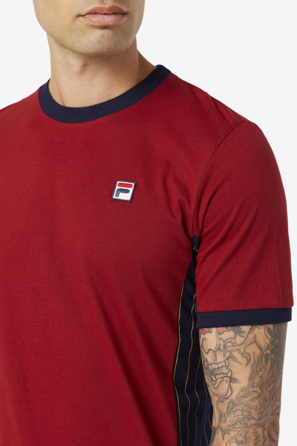 Rhubarb/Peacoat/Golden Glow Warner Tee Fila UK