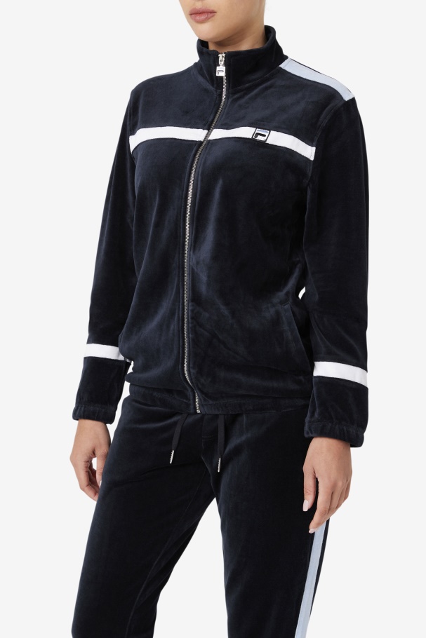 Black/White/Skyway Ravid Velour Jacket Fila UK