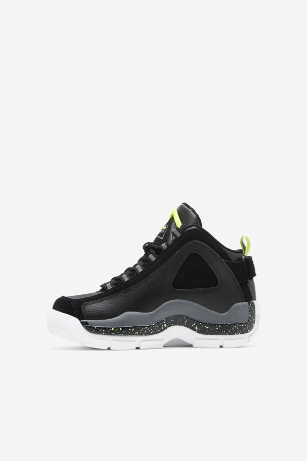 Black/Sunny Lime/Castlerock Little Kids\' Grant Hill 2 Fila UK
