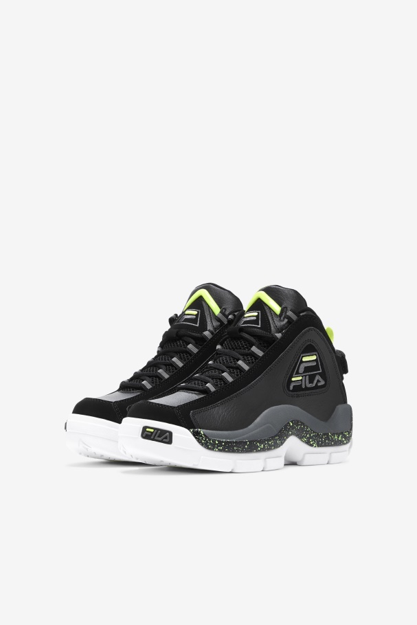 Black/Sunny Lime/Castlerock Little Kids\' Grant Hill 2 Fila UK