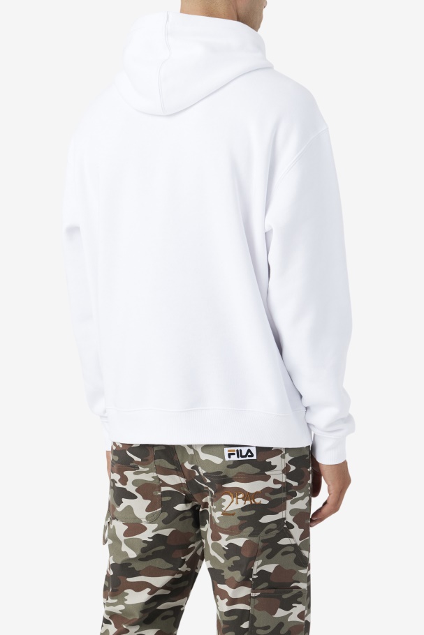 White Fila UK 2Pac Patch Hoodie