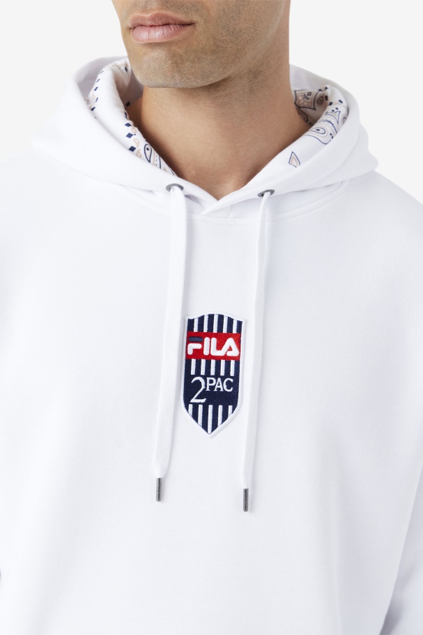 White Fila UK 2Pac Patch Hoodie