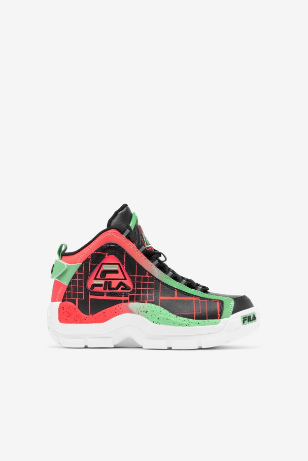 Big Kids' Grant Hill 2 Fila UK Black/Fiery Coral/Green Ash