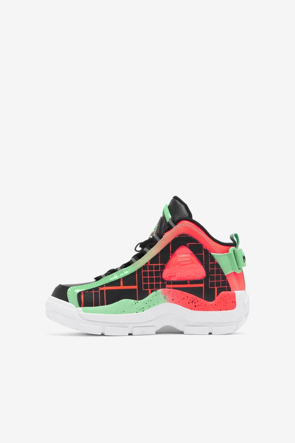 Big Kids\' Grant Hill 2 Fila UK Black/Fiery Coral/Green Ash