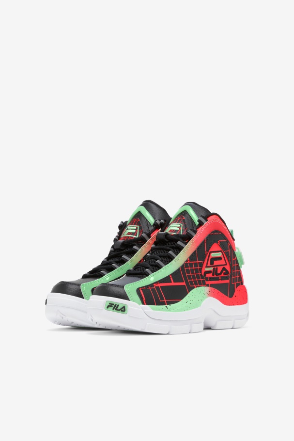 Big Kids\' Grant Hill 2 Fila UK Black/Fiery Coral/Green Ash