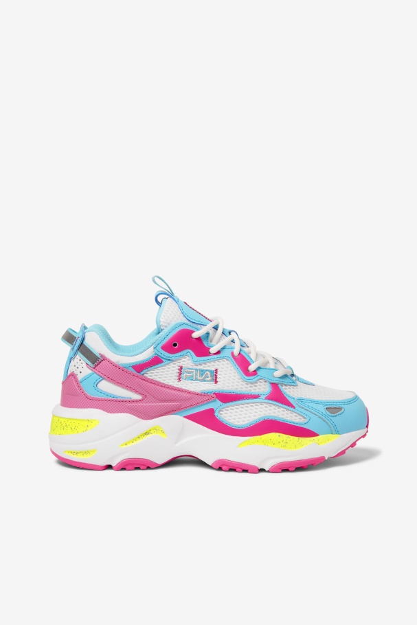 Fila UK Women's Ray Tracer Apex White/Pink Glo/Bluefish