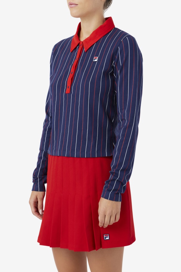Jada Long Sleeve Polo Navy/Red/White Fila UK