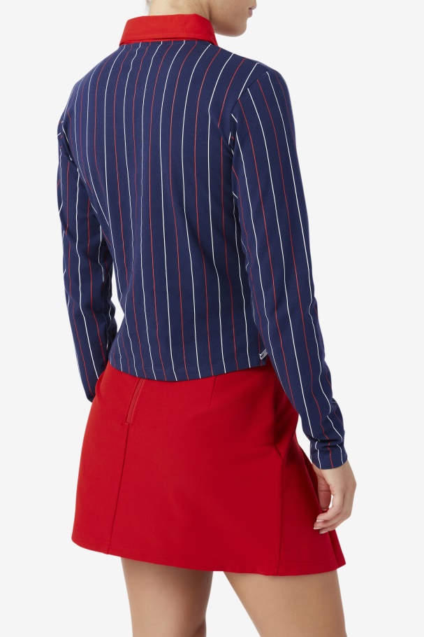 Jada Long Sleeve Polo Navy/Red/White Fila UK