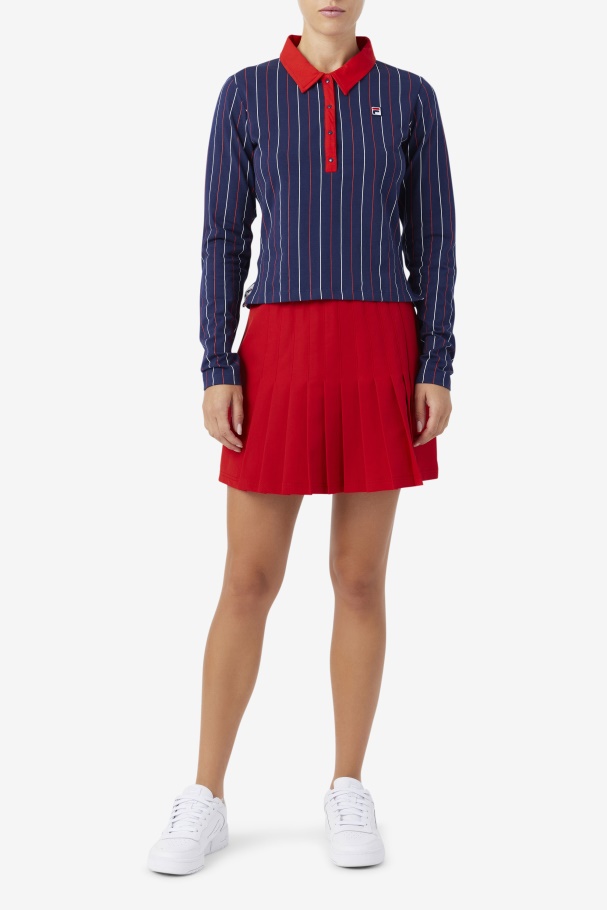 Jada Long Sleeve Polo Navy/Red/White Fila UK