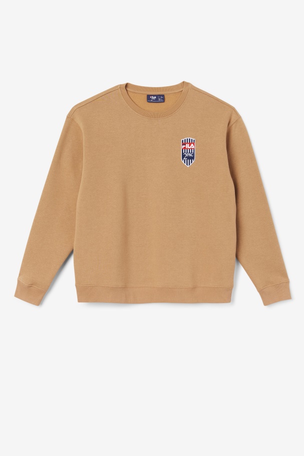 Fila UK Tobacco Brown 2Pac Fleece Patch Crew