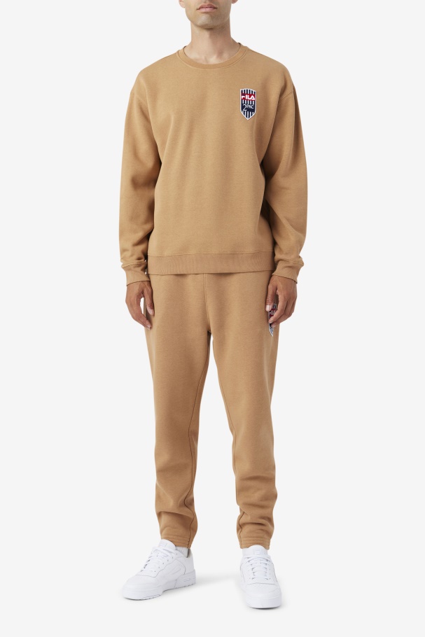 Fila UK Tobacco Brown 2Pac Fleece Patch Crew