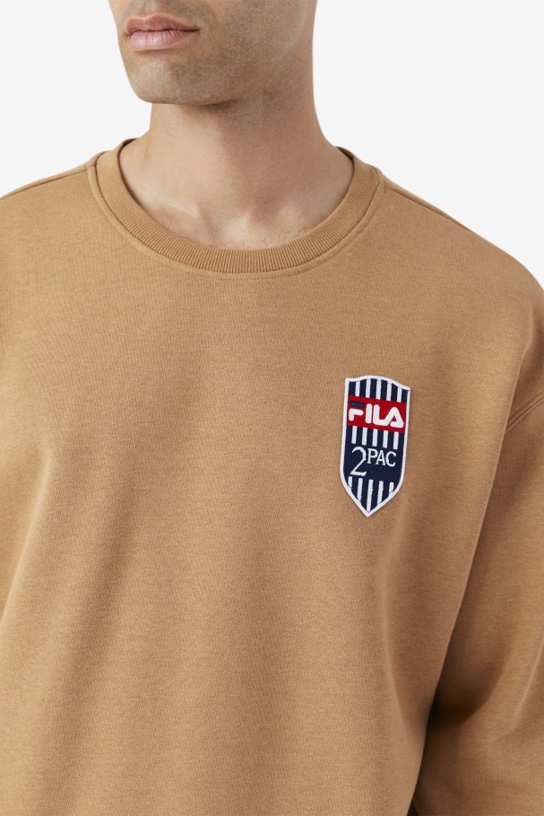 Fila UK Tobacco Brown 2Pac Fleece Patch Crew
