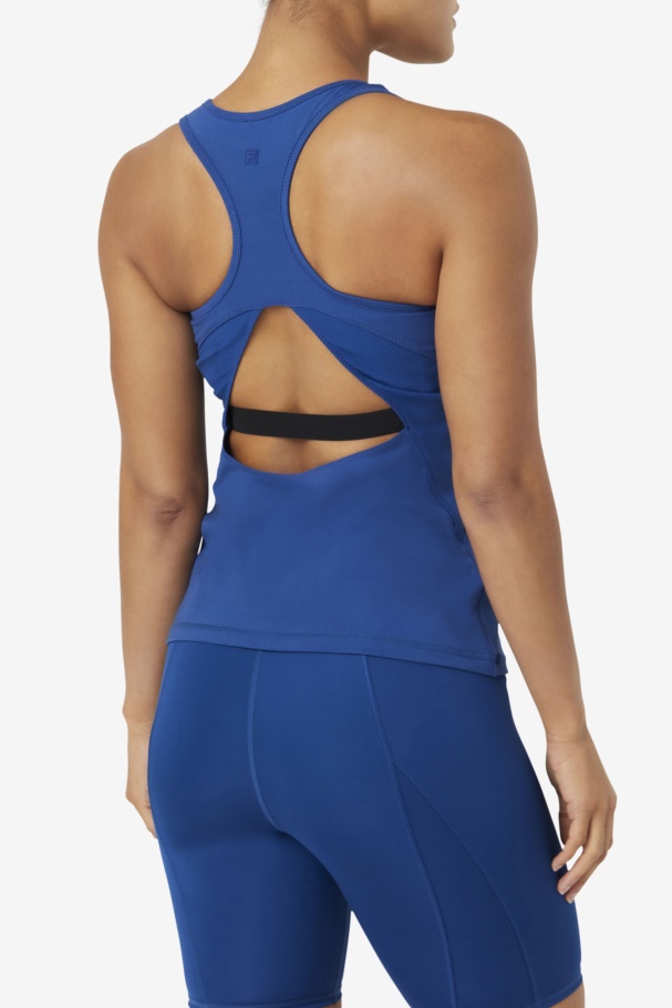 Uplift Open Racerback Tank Top Fila UK Navy Peony/Black