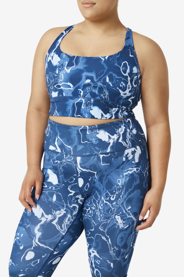 Fila UK Uplift Cross Back Bra Top Navy Marble
