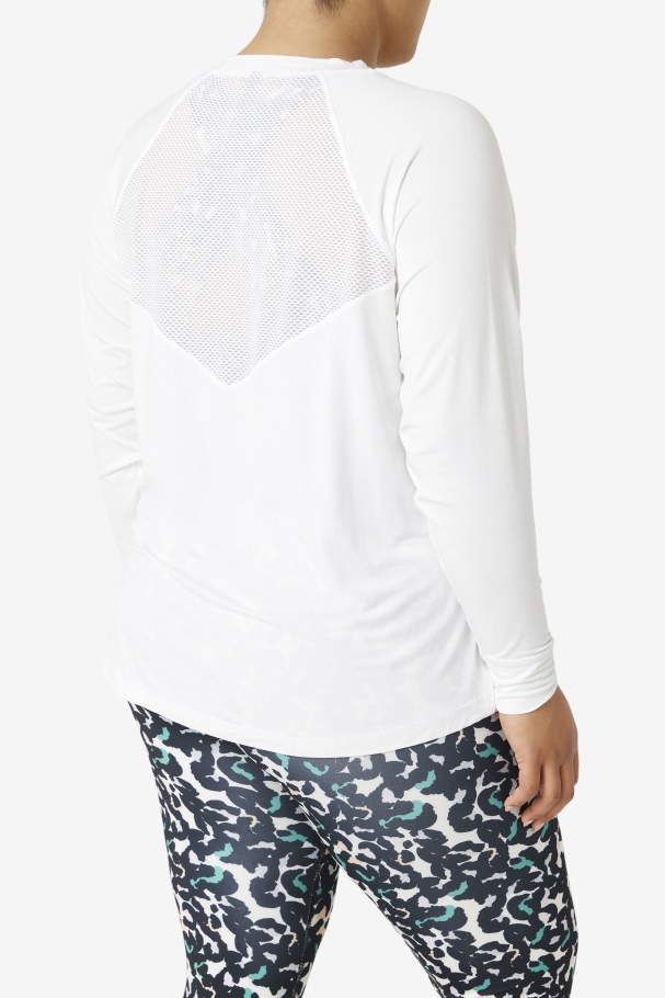 Fi-Lux Mesh Back Long Sleeve Crew Fila UK White