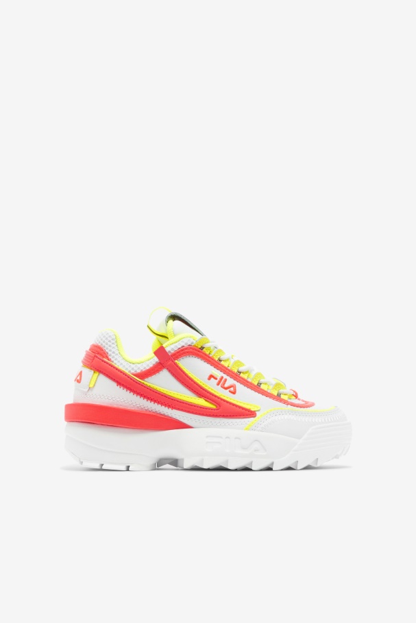 Big Kids' Disruptor 2 Exp Fila UK White/Fiery Coral/Yellow