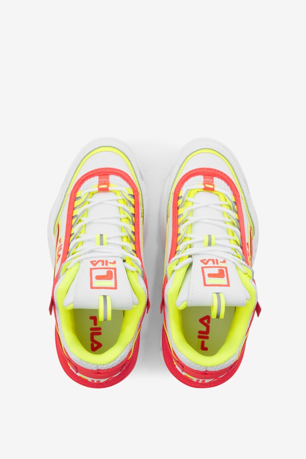 Big Kids\' Disruptor 2 Exp Fila UK White/Fiery Coral/Yellow