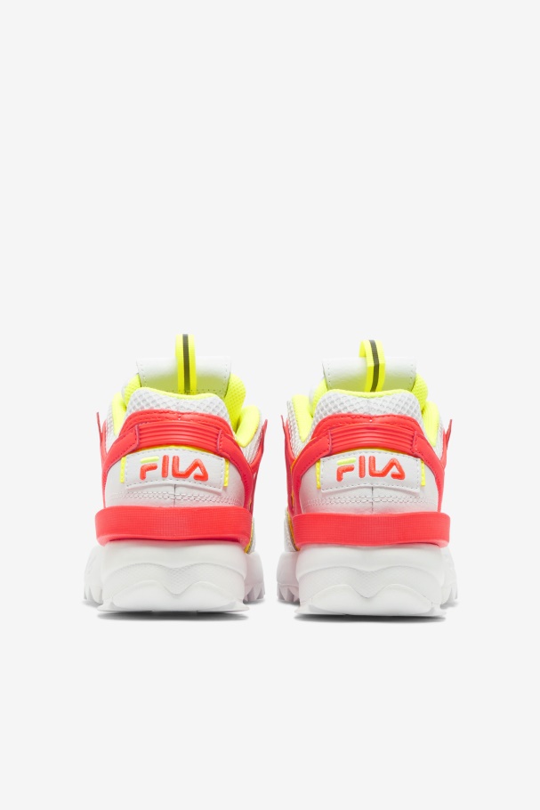 Big Kids\' Disruptor 2 Exp Fila UK White/Fiery Coral/Yellow