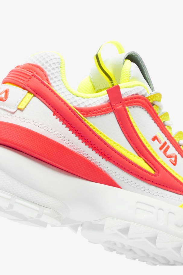 Big Kids\' Disruptor 2 Exp Fila UK White/Fiery Coral/Yellow