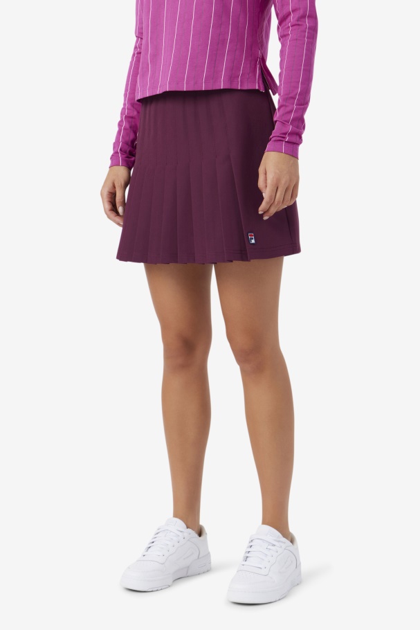 Grape Wine Fila UK Amy Pleated Skirt