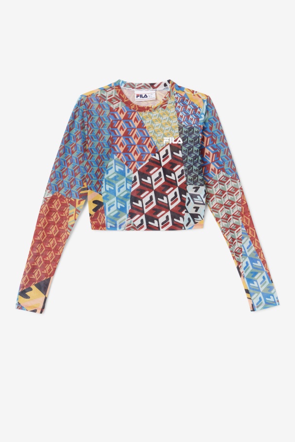 Birdy Long Sleeve Top Ocean/Yellow/Whitee Fila UK
