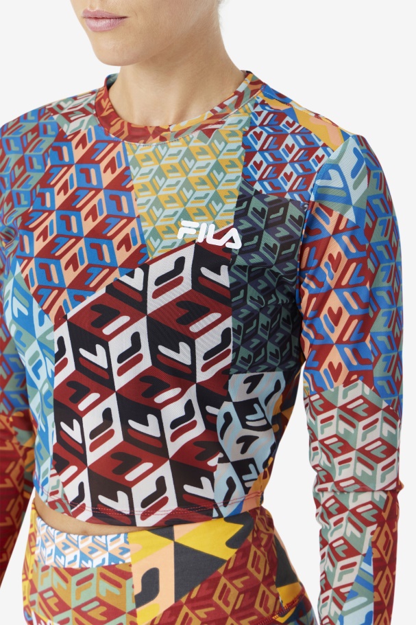 Birdy Long Sleeve Top Ocean/Yellow/Whitee Fila UK