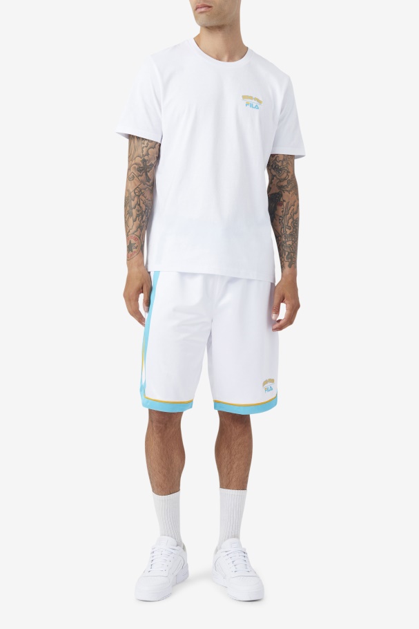 Fila UK White/Blue/Radient Yellow Semi-Pro Basketball Short